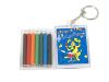 7 pencils and mini pad in plastic box with keyring
