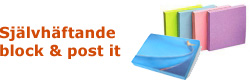 Självhäftande block och post it