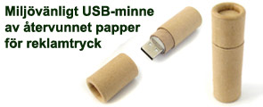 Miljövänligt USB-minne av återvunnet papper. För reklamtryck.